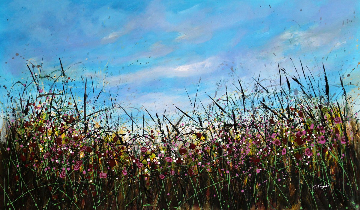 New Reflection - Extra Large original abstract floral painting by Cecilia Frigati