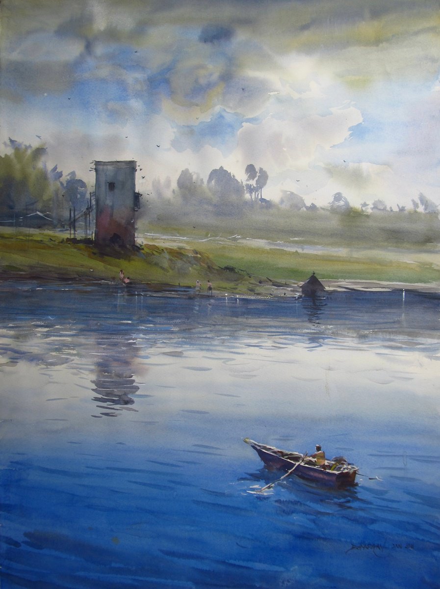 Clouds over river by Bhargavkumar Kulkarni