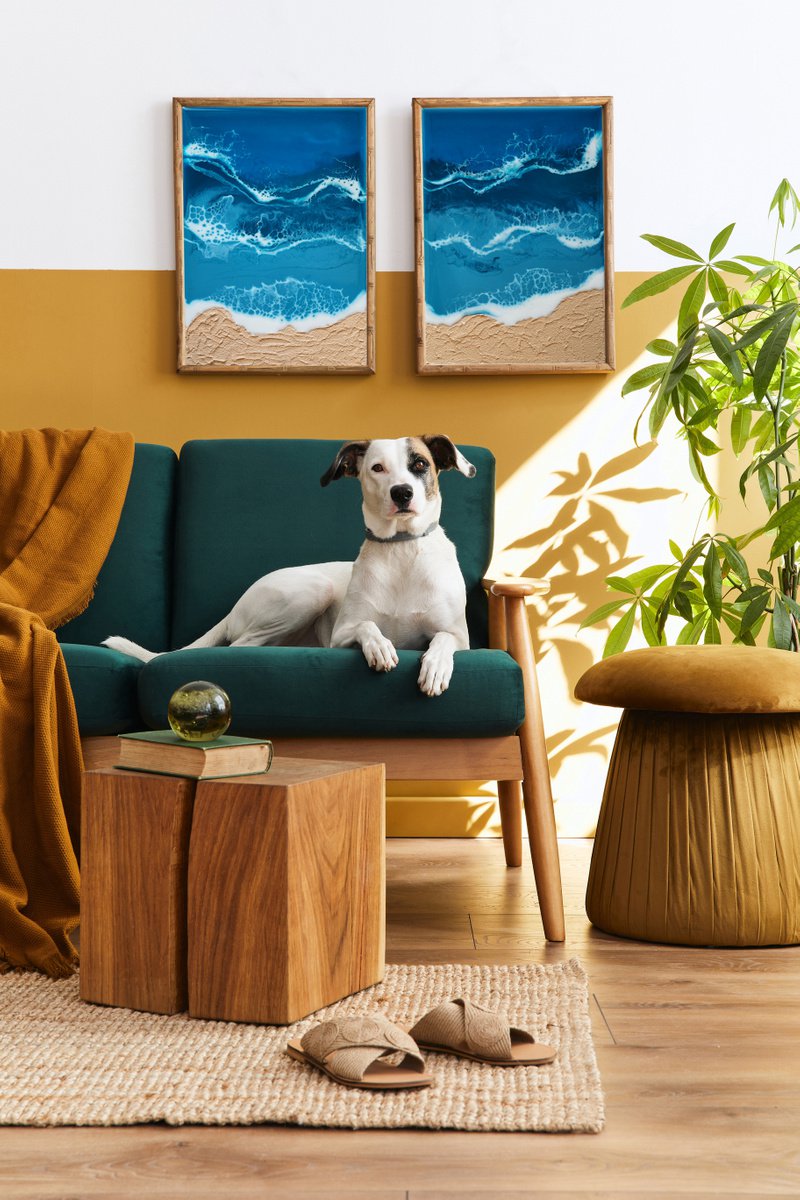 Diptych On the beach - set of 2 original seascape 3d artwork by Delnara El