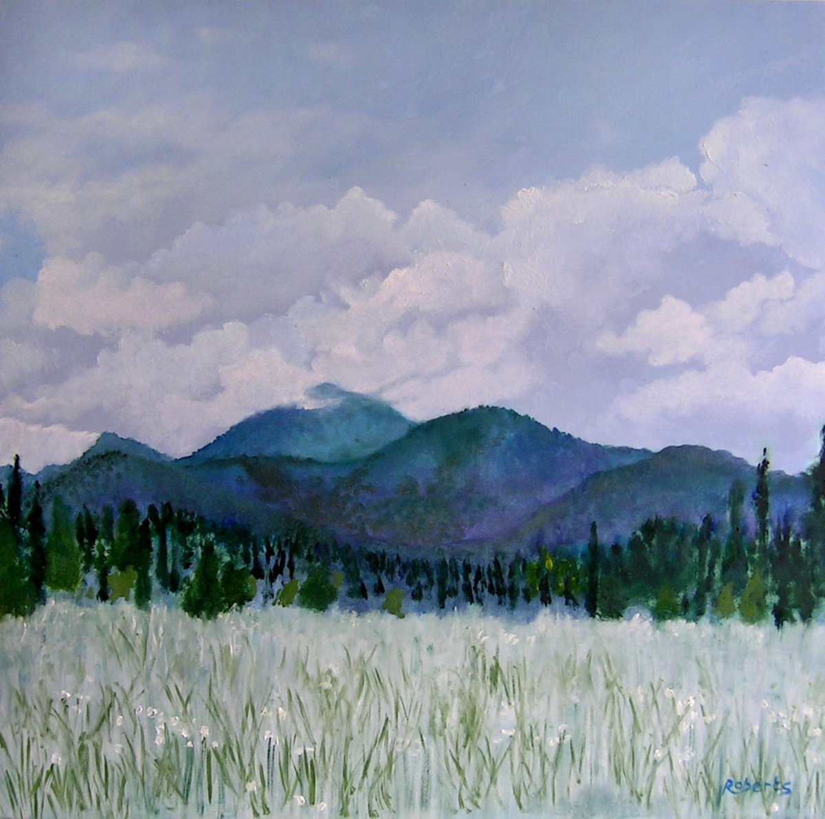 Misty mountains - fantasy landscape by Rosalind Roberts