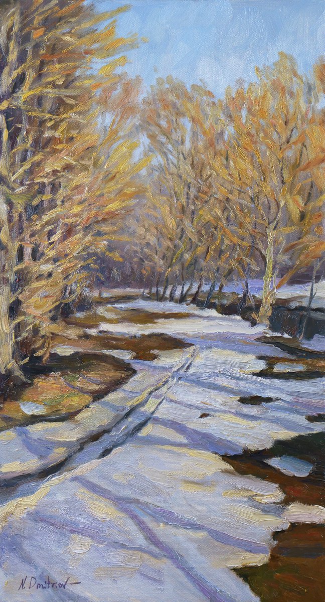 The Warm Sunlight Of Early Spring - sunny landscape painting by Nikolay Dmitriev