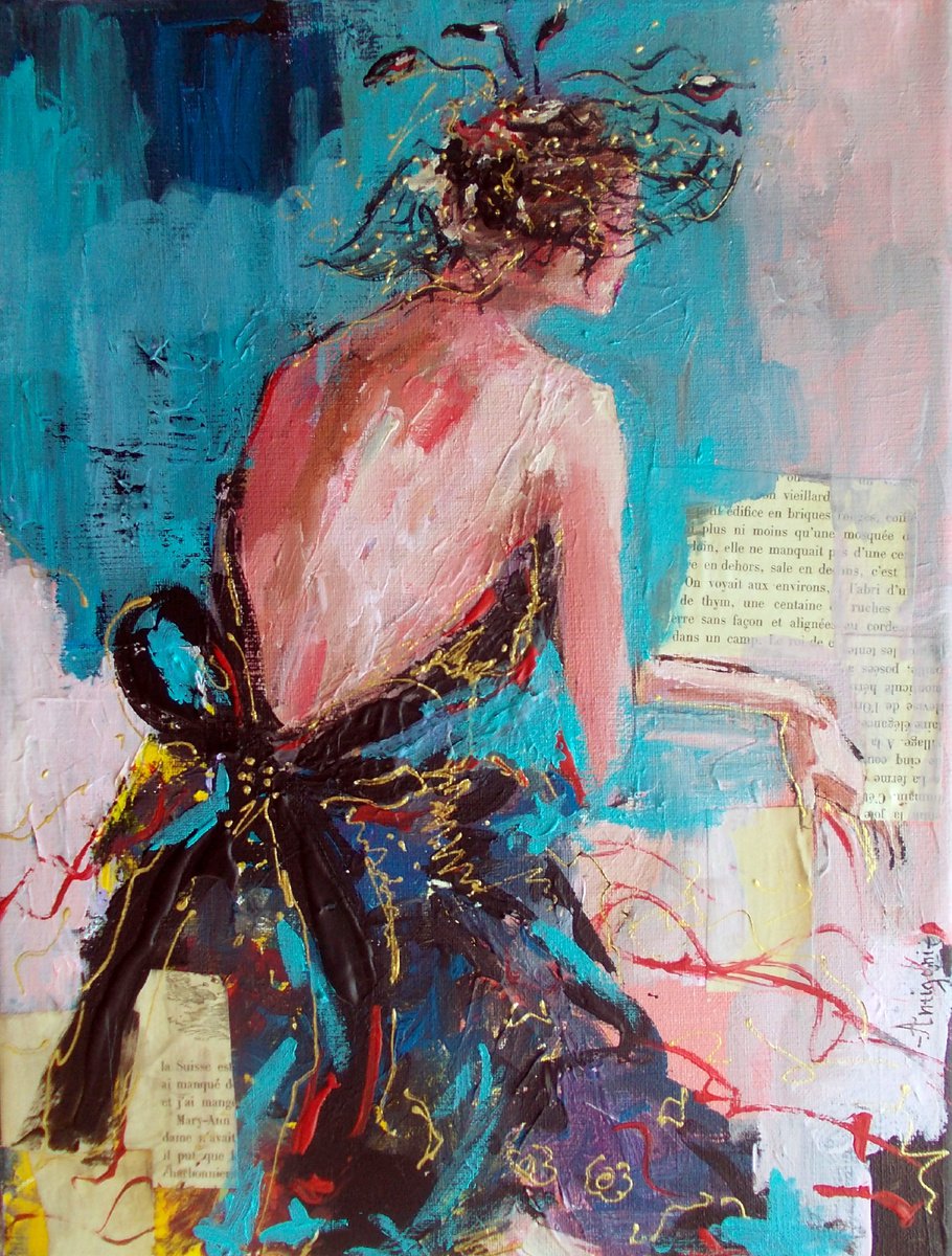 Crescendo II- Figurative Painting on Canvas by Antigoni Tziora