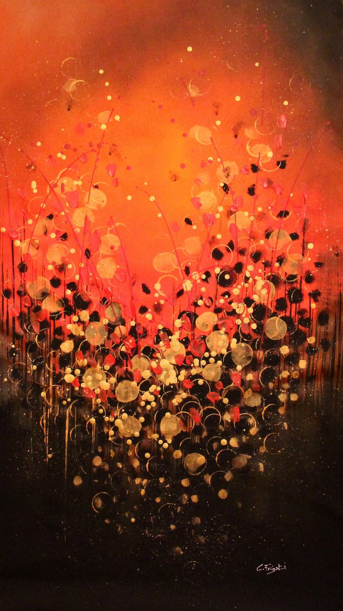 Perfect Atmosphere - Extra large original abstract floral landscape by Cecilia Frigati