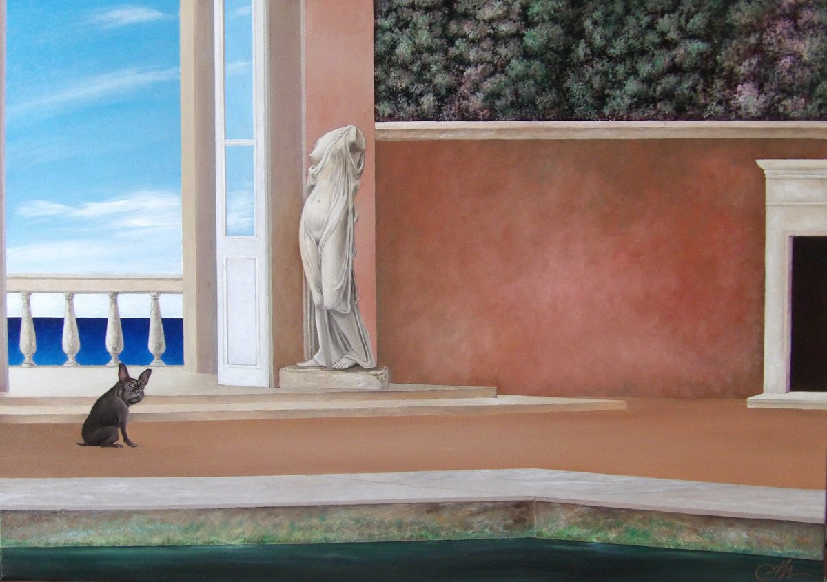 Aphrodite and the bulldog by Cecco Mariniello