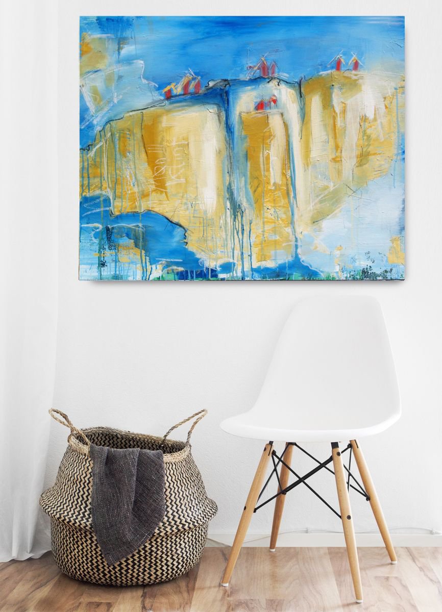 Klint with red houses - Seascape Series by Stefanie Rogge