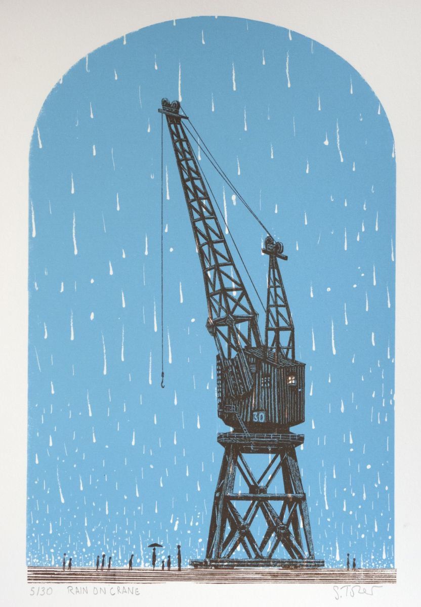 Rain on Crane by Simon Tozer