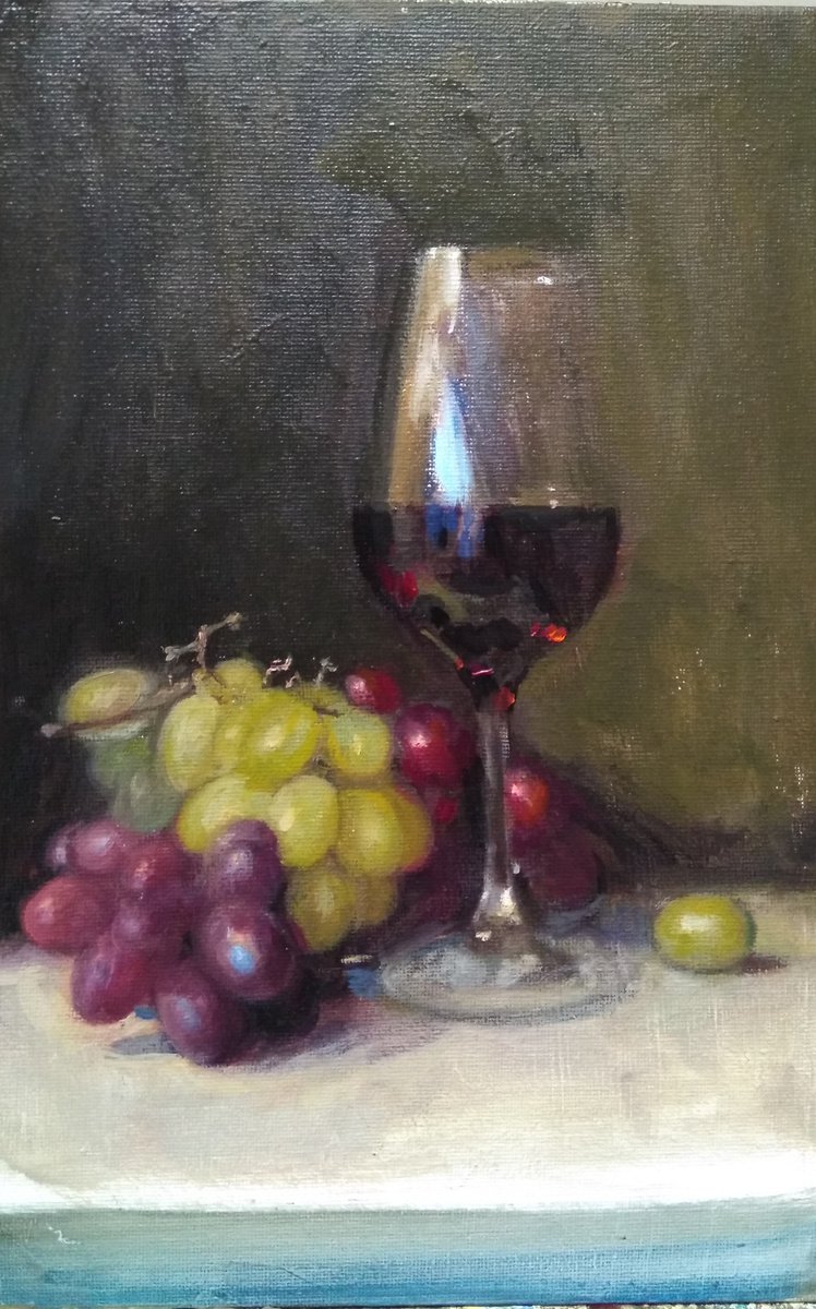 Red Wine And Grapes by HELINDA (Olga Muller)