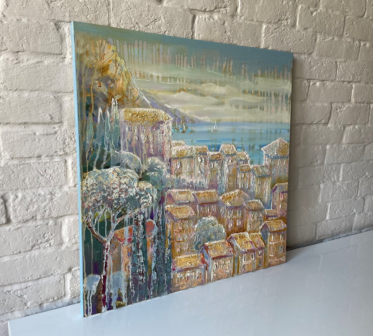 By the sea. Original oil painting seascape. by Mary Voloshyna