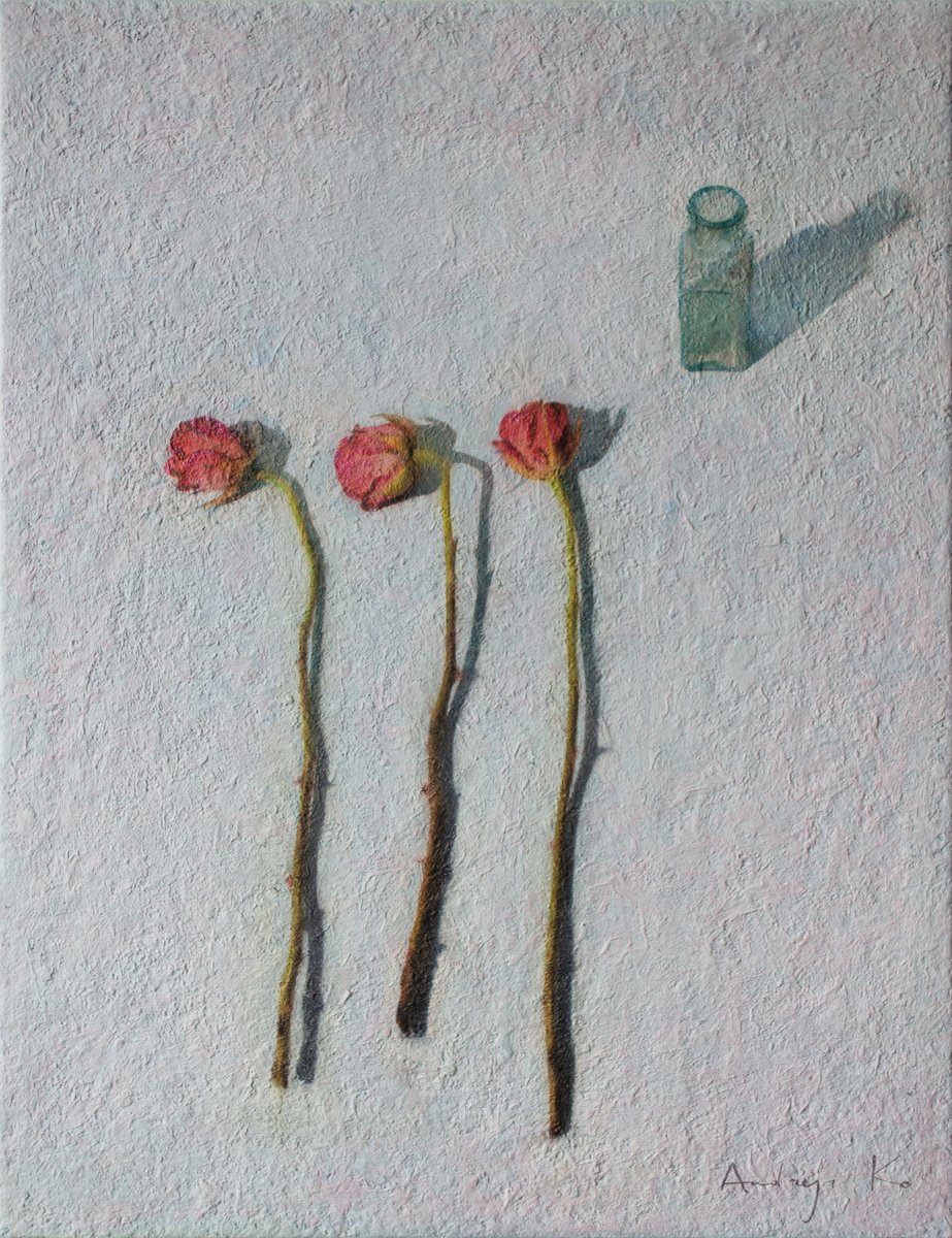 Three Rouses and a Perfume Bottle by Andrejs Ko