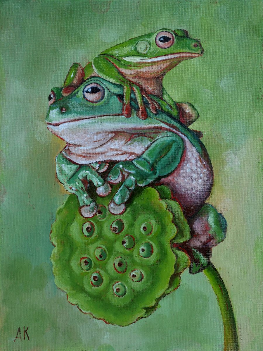 Go green! good vibes animal art by Alfia Koral