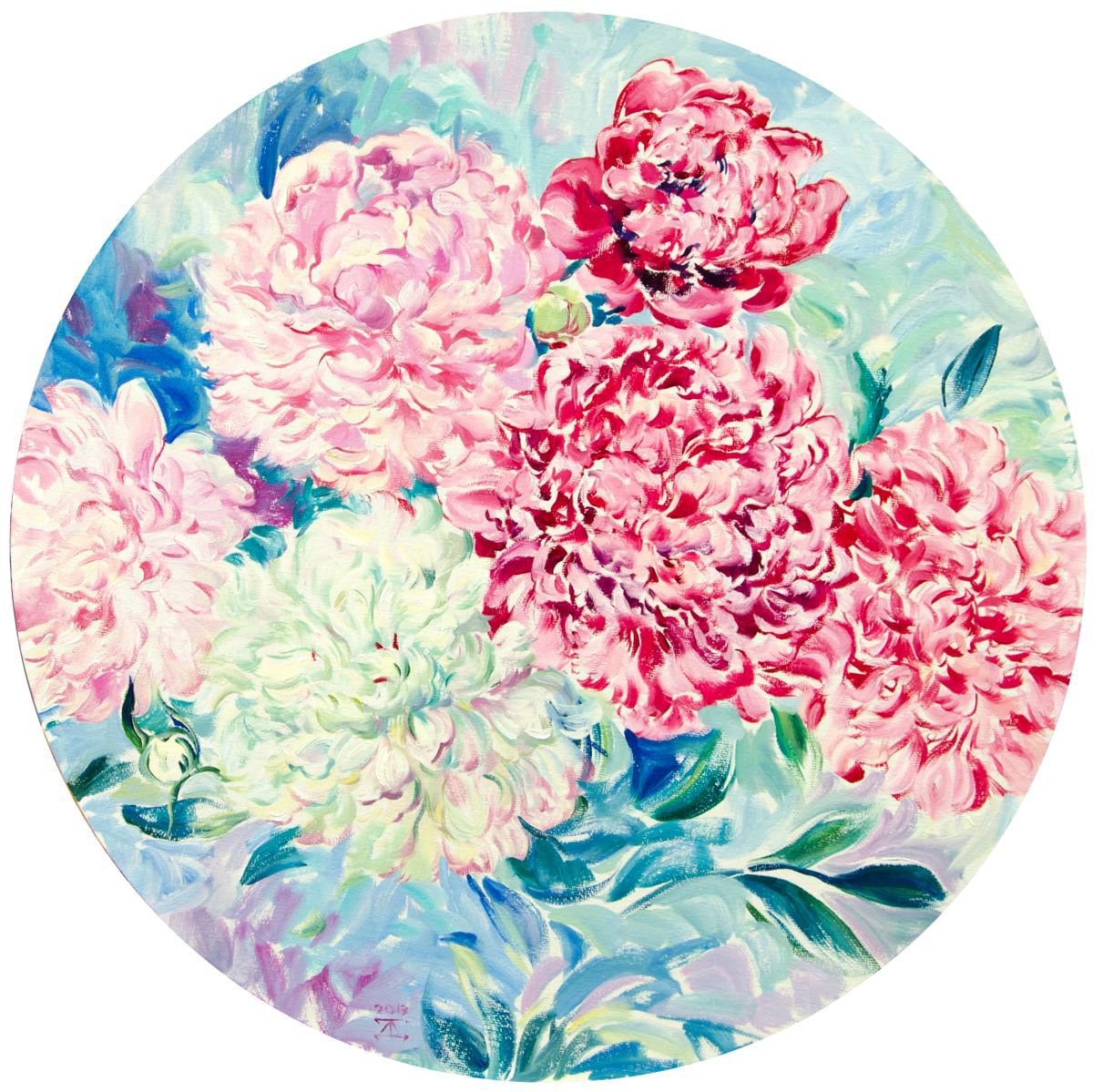 Peones on round canvas by Daria Galinski