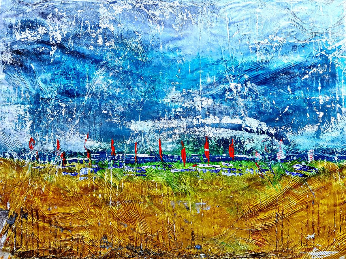 After the rainbow (n.229) - abstract seascape - 80 x 60 x 2,50 cm - ready to hang - acryli... by Alessio Mazzarulli