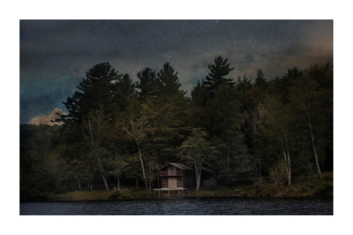 Log Camp - 18 x 12 - Dusk Series by Brooke T Ryan