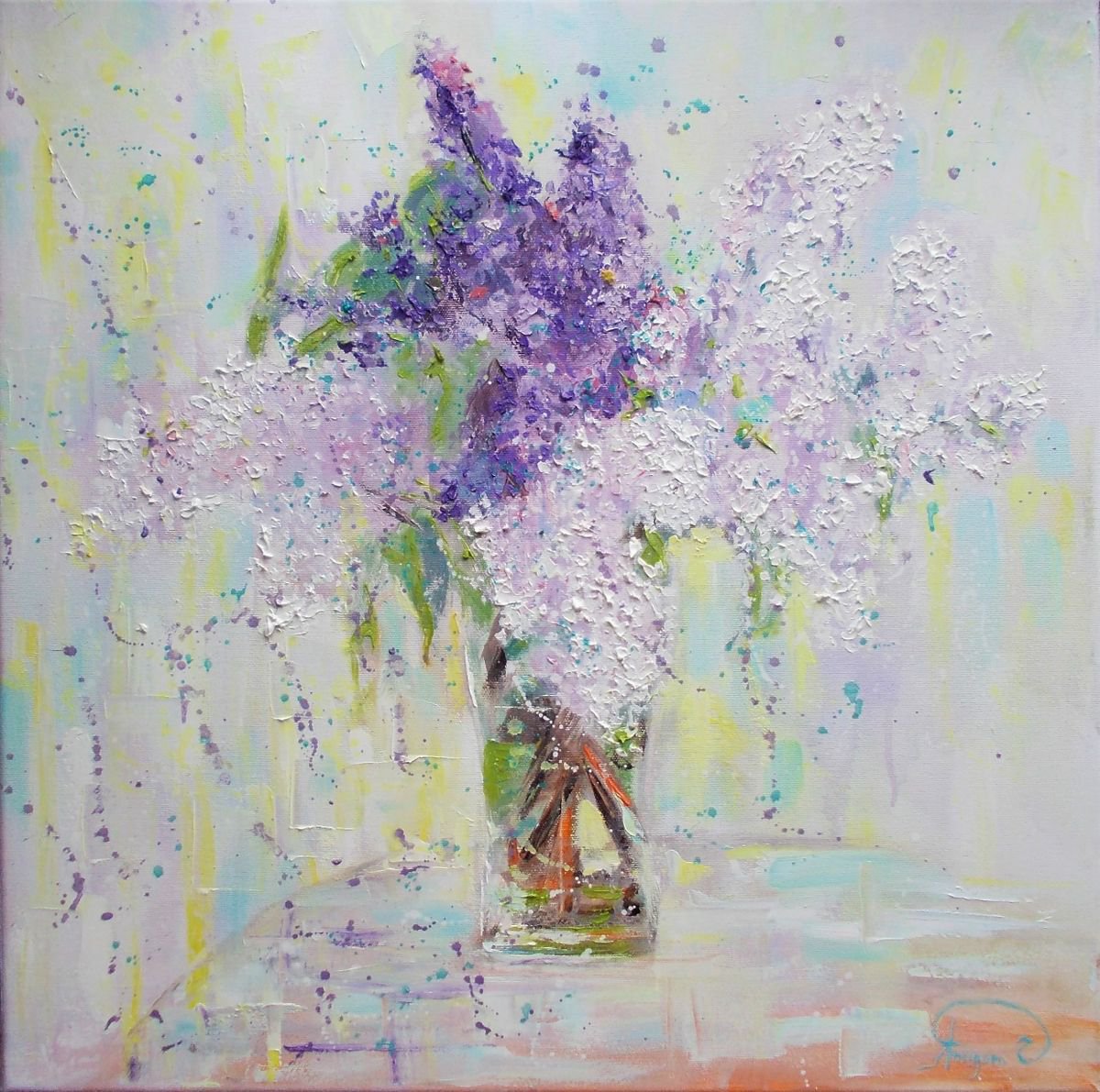 Lilacs - Oil Painting by Antigoni Tziora