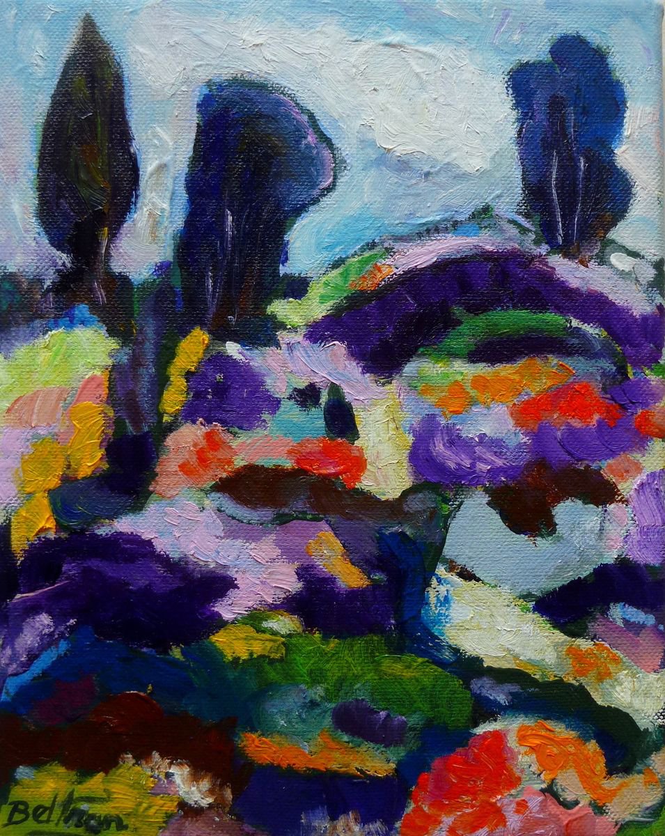 La colline aux lavandes/oil on canvas/2018 by Pierre-Yves Beltran