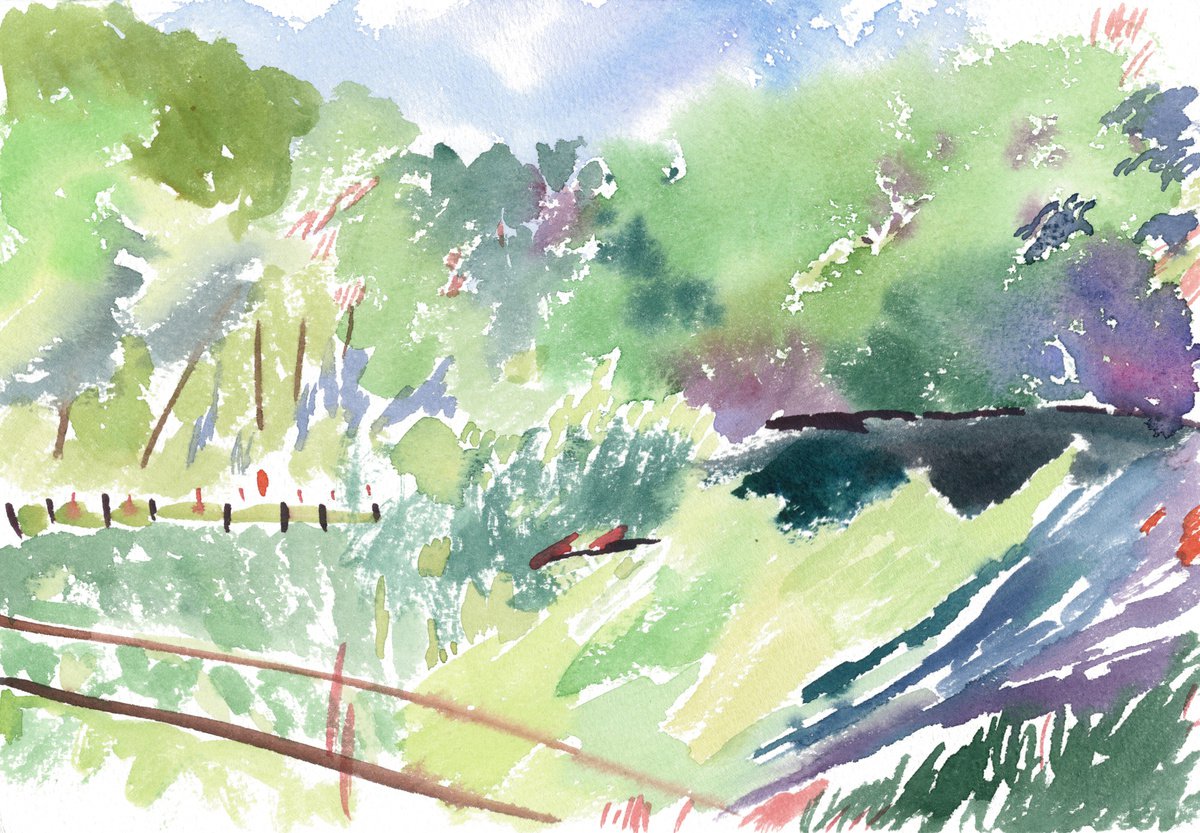 Bad Urach watercolor landscape. by Daria Galinski