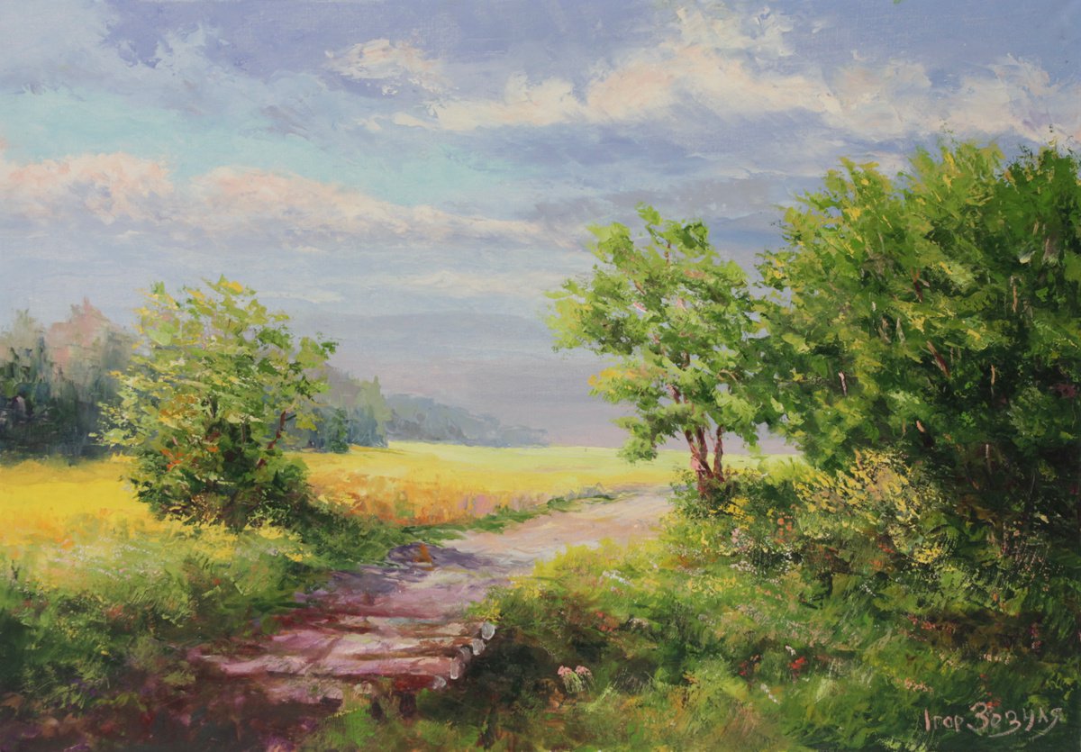 The old road, cross the wooden bridge. by Ihor Zozulia