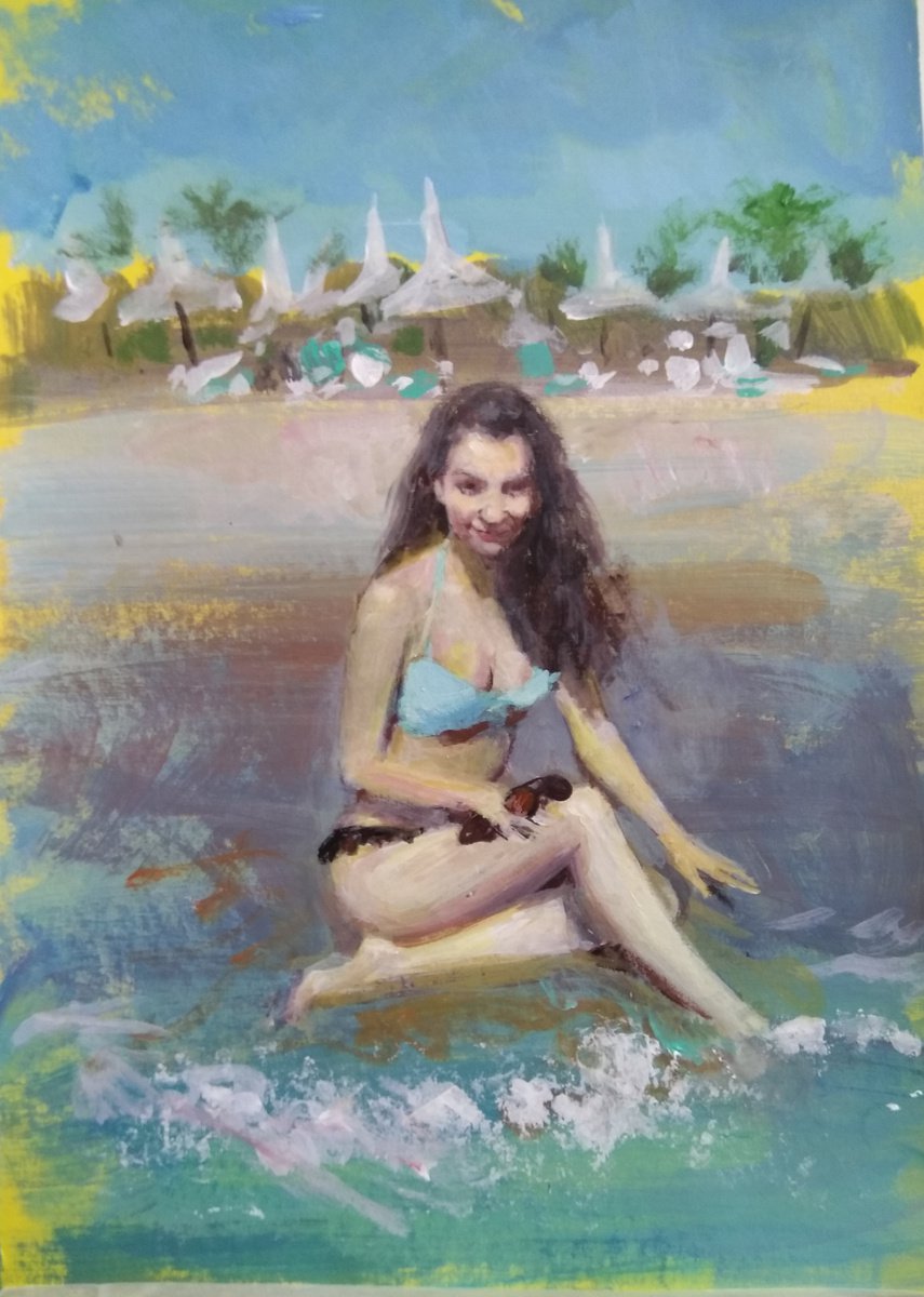 Sketch. Bathing On The Shallow. by HELINDA (Olga Muller)